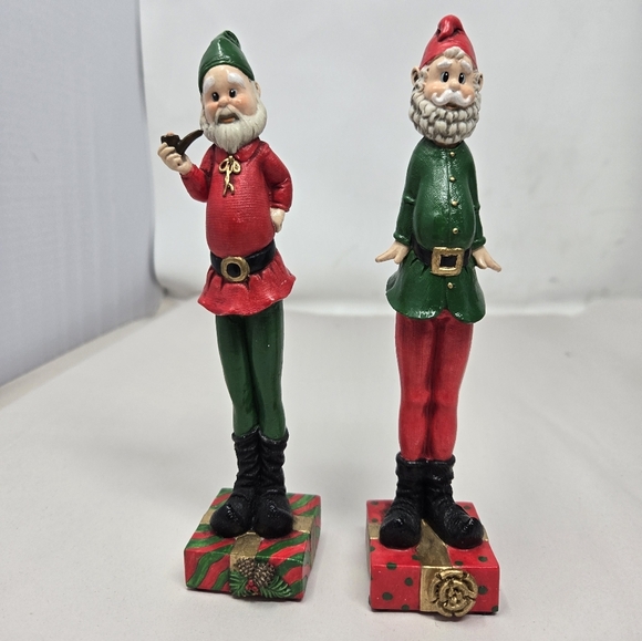 Christmas Decoration Two Santas Resin Standing On Presents 6 Inches Holiday - Picture 2 of 9